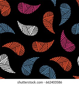 Seamless pattern of beautiful paisley cucumbers Turkish, Indian, Persian. Vector illustration