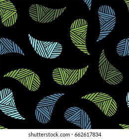 Seamless pattern of beautiful paisley cucumbers Turkish, Indian, Persian. Vector illustration