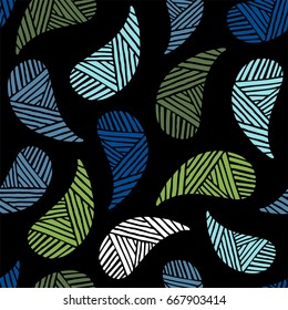 Seamless pattern of beautiful paisley cucumbers. Vector illustration