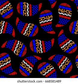 Seamless pattern of beautiful paisley cucumbers Aztec, Peruvian, Mayan, Mexican, Native American. Vector illustration