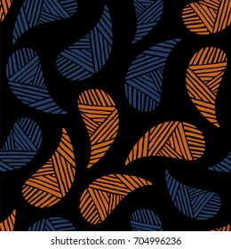 Seamless pattern of beautiful paisley cucumbers Turkish, Indian, Persian, African. Vector illustration