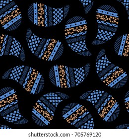 Seamless pattern of beautiful paisley cucumbers Aztec, Peruvian, Mayan, Mexican, Native American. Vector illustration
