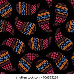 Seamless pattern of beautiful paisley cucumbers Aztec, Peruvian, Mayan, Mexican, Native American. Vector illustration
