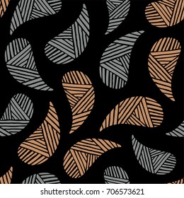 Seamless pattern of beautiful paisley cucumbers Turkish, Indian, Persian. Vector illustration