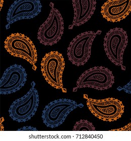 Seamless pattern of beautiful paisley cucumbers. Turkish, Indian, Persian. Vector illustration