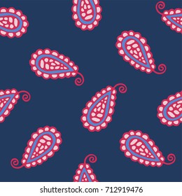 Seamless pattern of beautiful paisley cucumbers Turkish, Indian, Persian. Vector illustration
