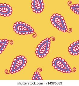 Seamless pattern of beautiful paisley cucumbers Turkish, Indian, Persian. Vector illustration