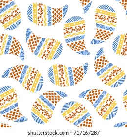 Seamless pattern of beautiful paisley cucumbers Aztec, Peruvian, Mayan, Mexican, Native American. Vector illustration