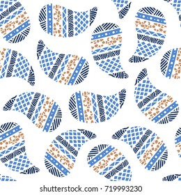 Seamless pattern of beautiful paisley cucumbers Aztec, Peruvian, Mayan, Mexican, Native American. Vector illustration