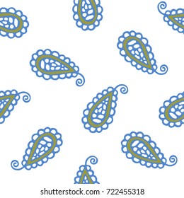 Seamless pattern of beautiful paisley cucumbers Turkish, Indian, Persian. Vector illustration