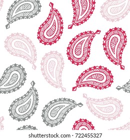 Seamless pattern of beautiful paisley cucumbers. Turkish, Indian, Persian. Vector illustration