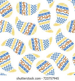 Seamless pattern of beautiful paisley cucumbers Aztec, Peruvian, Mayan, Mexican, Native American. Vector illustration