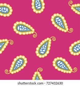 Seamless pattern of beautiful paisley cucumbers Turkish, Indian, Persian. Vector illustration