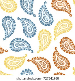 Seamless pattern of beautiful paisley cucumbers. Turkish, Indian, Persian. Vector illustration