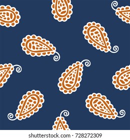 Seamless pattern of beautiful paisley cucumbers Turkish, Indian, Persian. Vector illustration