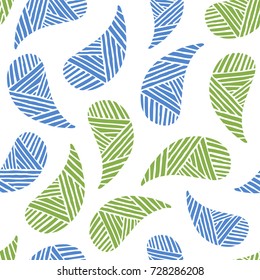 Seamless pattern of beautiful paisley cucumbers Turkish, Indian, Persian. Vector illustration