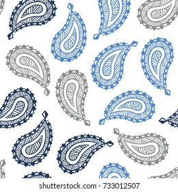 Seamless pattern of beautiful paisley cucumbers. Turkish, Indian, Persian. Vector illustration