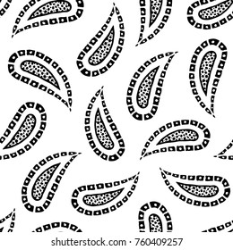 Seamless pattern of beautiful paisley cucumbers African, Turkish, Indian, Persian. Vector illustration