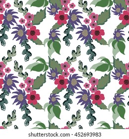  Seamless pattern with Beautiful Peony flowers