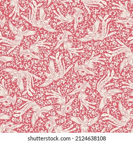 Seamless pattern of beautiful phoenix in Asia,