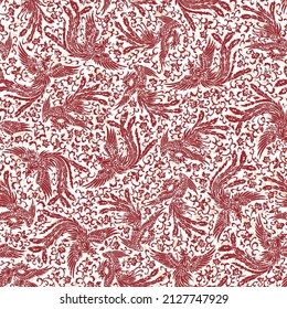 Seamless pattern of beautiful phoenix in Asia,