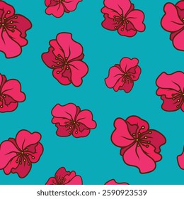 seamless pattern beautiful pink and blue delicate flowers print