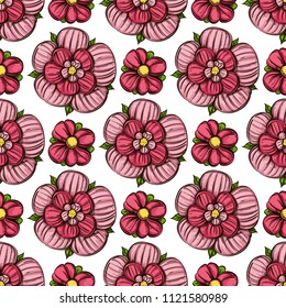 Seamless pattern with beautiful pink flowers for wrapping paper, wallpaper, textiles, web page background and much more.