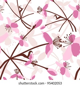seamless pattern with beautiful pink flowers