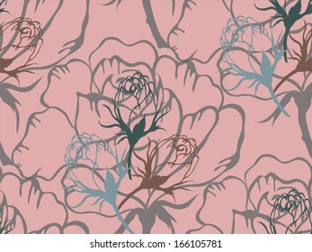  seamless pattern with beautiful pink roses 