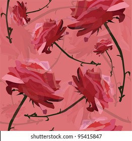 seamless pattern with beautiful pink roses