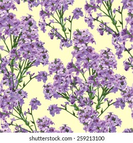 Seamless pattern of beautiful purple flowers 