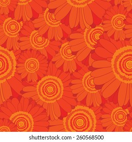 Seamless pattern with beautiful red blooming flowers Vector  illustration eps10