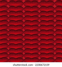 Seamless pattern with beautiful red cartoon lips. Wallpaper or fabric print. Valentines day card.