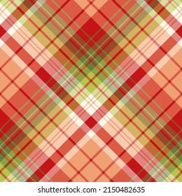 Seamless pattern in beautiful red, orange and green colors for plaid, fabric, textile, clothes, tablecloth and other things. Vector image. 2