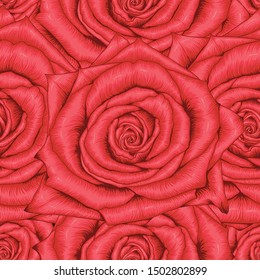 Seamless pattern beautiful red Rose flowers abstract  background.Vector illustration hand drawing dry watercolor style.For textile fabric design