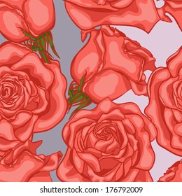 Seamless pattern with beautiful red roses