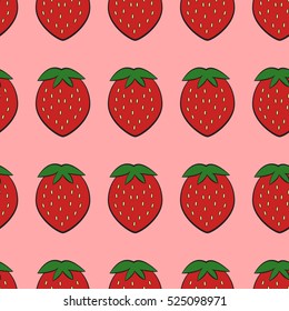 Seamless pattern of beautiful red strawberries