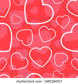 Seamless pattern. Beautiful red and white hearts. Vector drawing. Background. Texture.