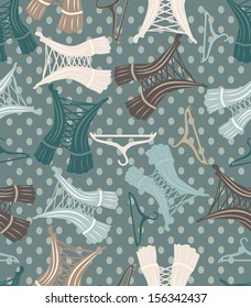 Seamless pattern with beautiful retro corsets