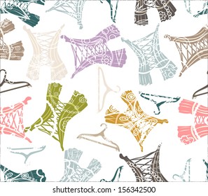 Seamless pattern with beautiful retro corsets