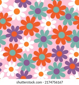 seamless pattern with beautiful retro flowers