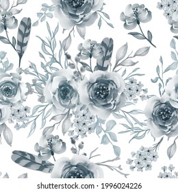 Seamless pattern beautiful Rose flower and leaves