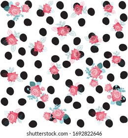 seamless pattern of beautiful roses with black background 