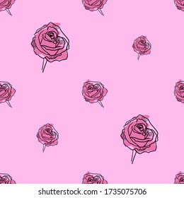Seamless pattern with beautiful roses flowers. Festive floral background for your design postcards, fabrics, notepad. Beautiful flowers.