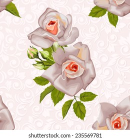 Seamless pattern with beautiful roses on pastel colors