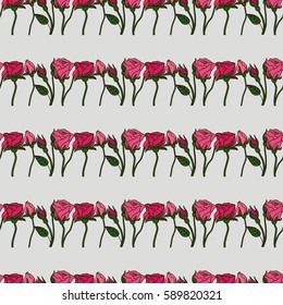 Seamless pattern with beautiful roses. Romantic background. Vector illustration.