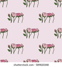 Seamless pattern with beautiful roses. Romantic background. Vector illustration.