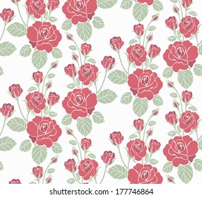 Seamless pattern with beautiful roses. Vector illustration.