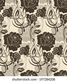 Seamless pattern with beautiful roses. Vector illustration.