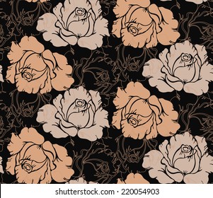 Seamless pattern with beautiful roses. Vector illustration.